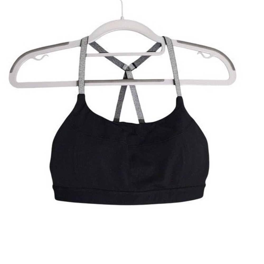 Athleta Sports Bra Women XS Gray Strappy Back M Support Yoga Training Activewear